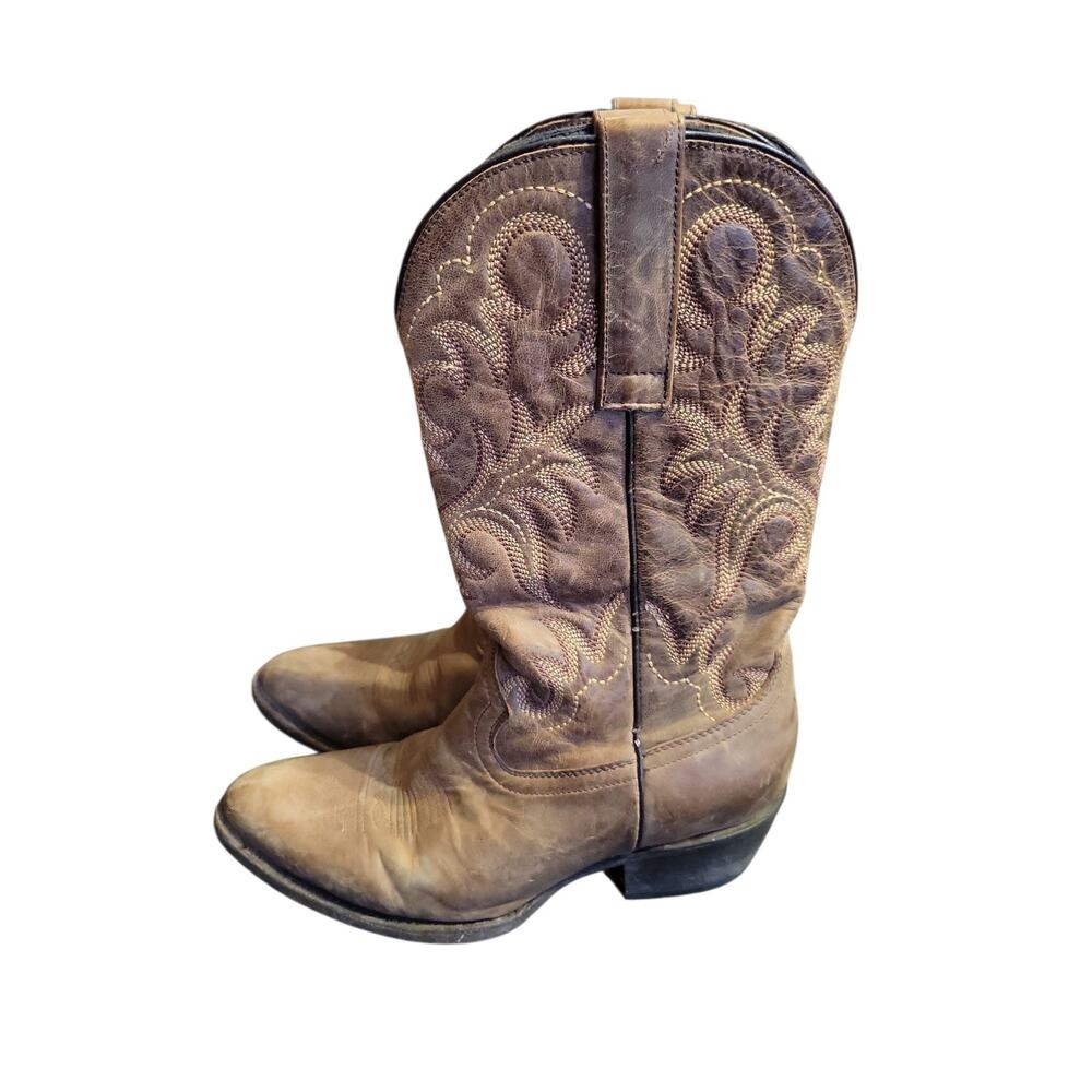 J.B Dillon Distressed Brown Goat Leather Boots 6.5D JBR03205
